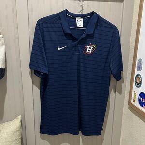 Nike Houston Astros Navy Striped Polo with Logo